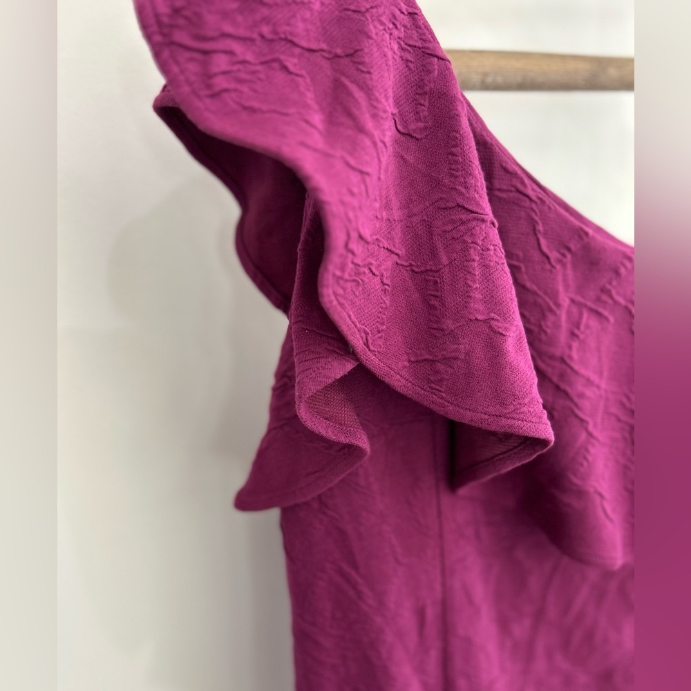 NWT LILLY PULITZER Bordeaux One Shoulder Ruffle Dress Amarena Cherry Size 12 - Picture 4 of 10